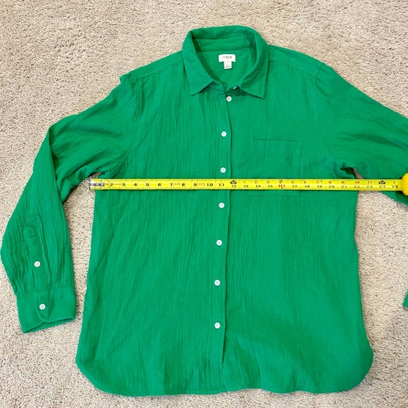 JCREW Factory Women's Green Gauze button-up shirt Size L - Picture 7 of 9
